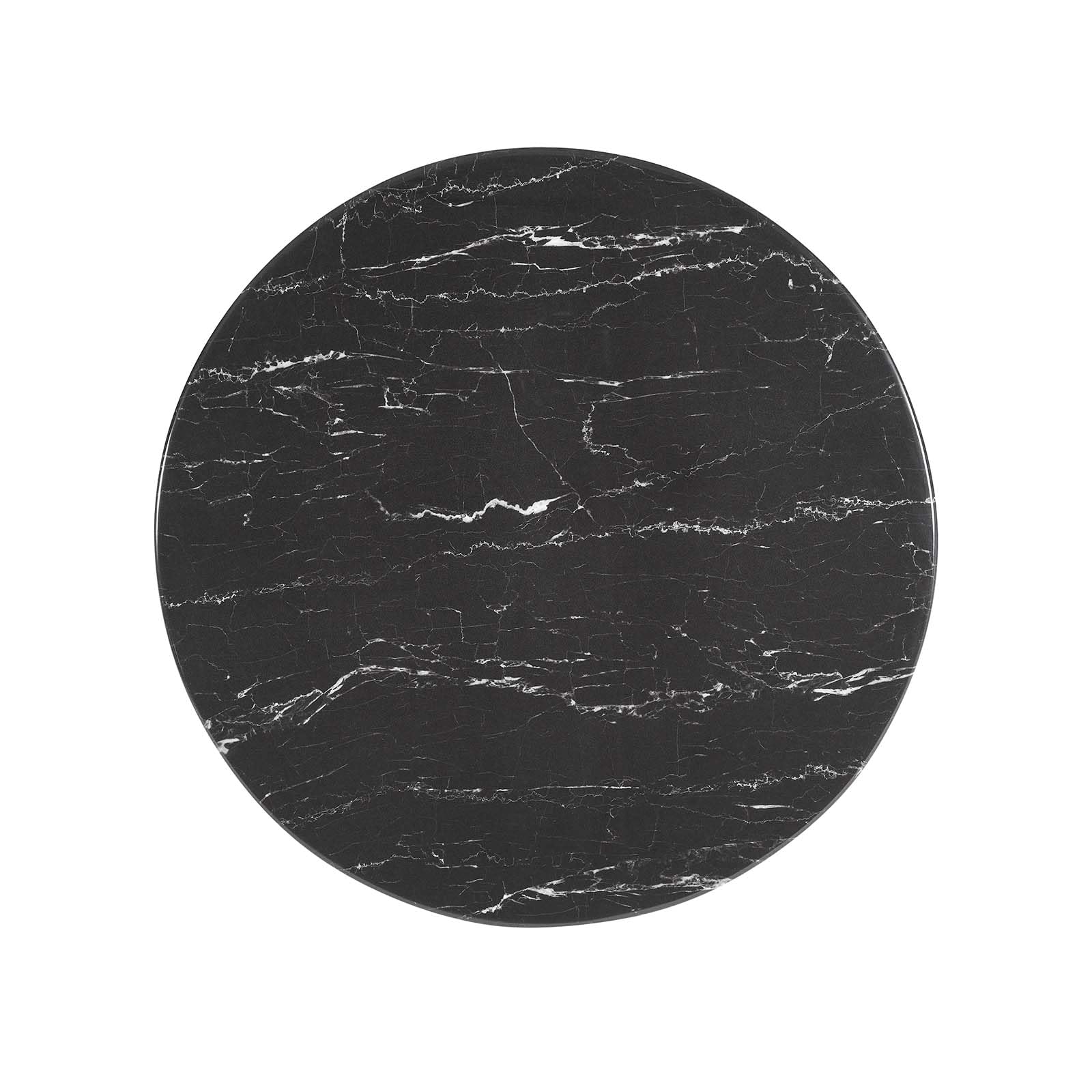 Modway Lippa Round 28" Artificial Marble Mid-Century Modern Dining Table in Gold Black